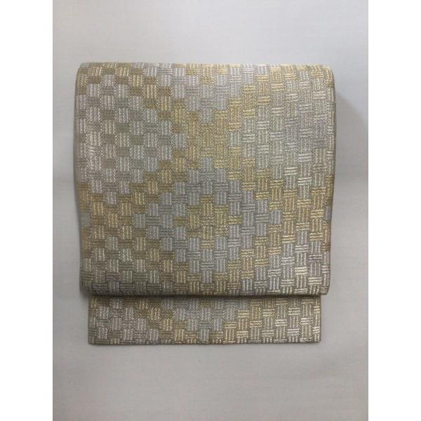 岡慶謹製袋帯 籠目網代模様 良品 中古 正絹 レディース 女性 着物 きもの 帯 和服 和装 おしゃ...