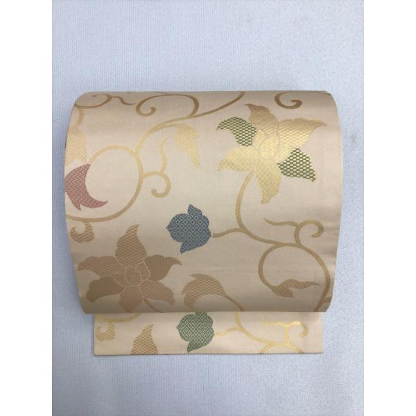 名古屋帯 帯 良品 開き仕立て 花唐草 橙系 中古 正絹 レディース 女性 着物 おしゃれ 和服 和...