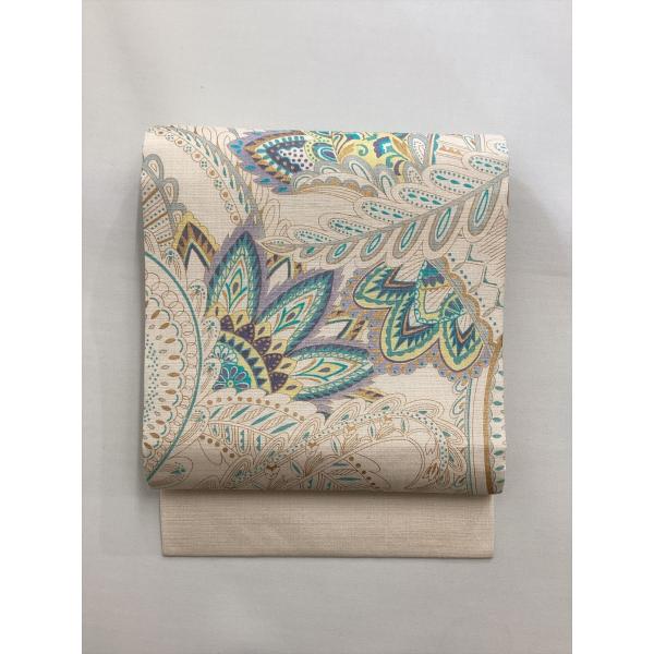 染め紬名古屋帯 帯 良品 草花柄 正絹 レディース 女性 着物 おしゃれ 和服 和装 30代 40代...