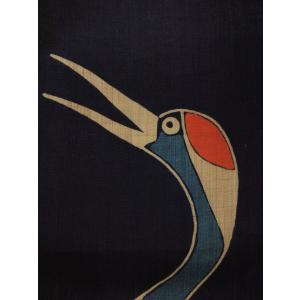 麻のれん 173cm×172cm 紺 鶴 和モ...の詳細画像1