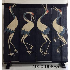 麻のれん 173cm×172cm 紺 鶴 和モ...の詳細画像3