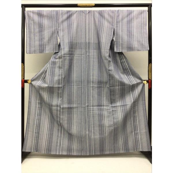 浴衣 夏 着物 中古 縞 綿 裄68.5cm レディース 女性 洗える 和服 30代 40代 50代...