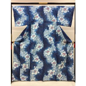 絞り浴衣 浴衣 夏 着物 中古 柄物 綿 裄66cm レディース 女性 洗える
