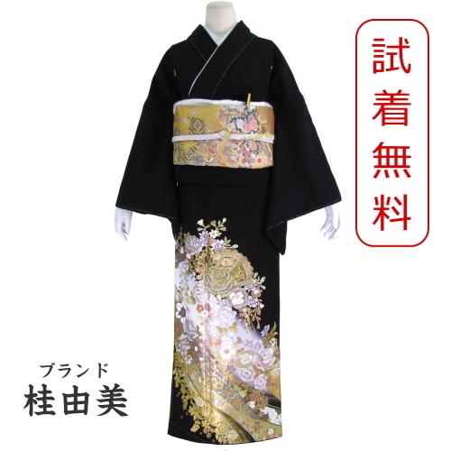 桂由美/花物語　黒留袖レンタル １２６９番　フルセットレンタル 往復送料無料 【kuf】