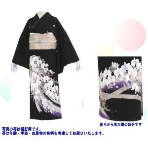 金彩友禅 胡蝶蘭 黒留袖レンタル 236番 2...の詳細画像1