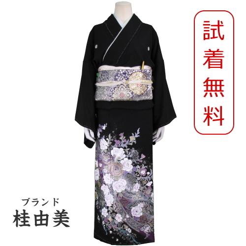 桂由美/花語り　黒留袖レンタル ２６９番　フルセットレンタル 往復送料無料 【kuf】