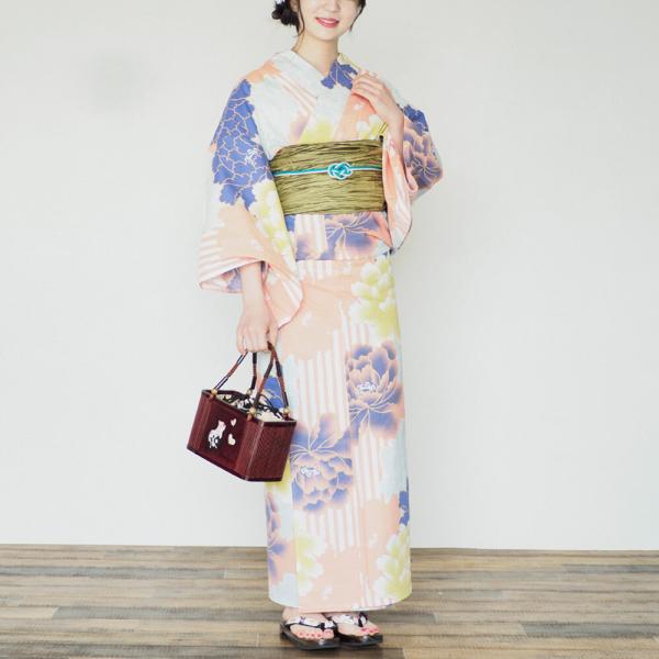 浴衣　レディース　女性浴衣　単品　浴衣単品　ゆかた　大人　大人浴衣　花　オレンジ　F：着丈163cm...