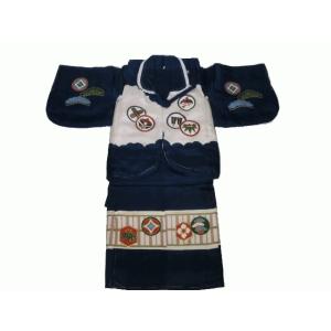 綿入り着物 綿入りベスト セット 3歳 男児 青 鷹 宝船 竹 松 七五三 お