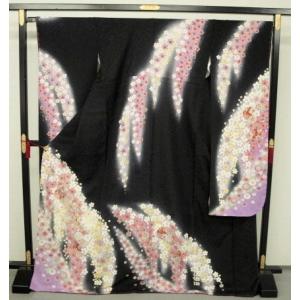 未仕立て 0486 正絹京友禅振袖 赤 桜・疋田柄 : きもの 遊着苑 - 通販