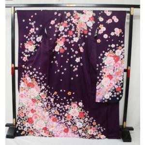 袋帯 じゅらく帝王紫 短冊に春秋百花・吉祥模様 帝王紫 金糸 中古