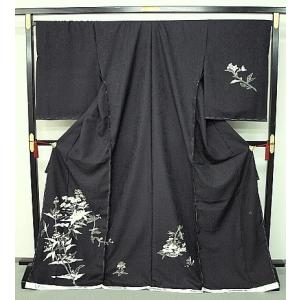 大幅値下げ！本場大島紬 0091 袷 難傷あり 純泥染 旗印 黒藍色系