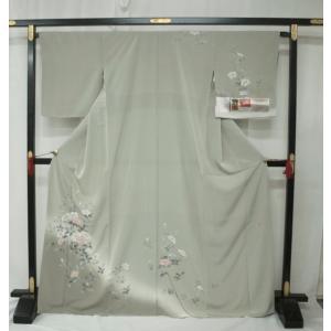 正絹袷刺繍訪問着 1556 白 胡蝶蘭 お仕立て上がり : きもの 遊着苑