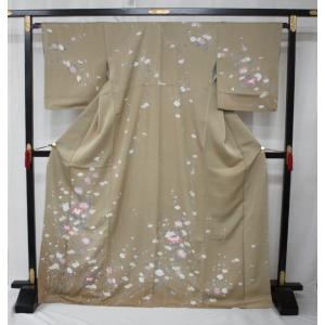 山口美術織物』刺繍訪問着 1424 錦繍御衣 青褐色 花 未仕立て : きもの