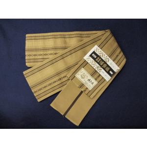 本場筑前博多帯　男帯<森博多織謹製＞献上柄　薄黄土色　００８５　レターパック！