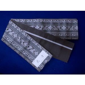 本場筑前博多帯 0228 角帯 ＜森博多織謹製＞ 武士 紺 間道・更紗柄