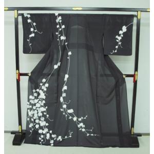 お買い得！お仕立て上がり　夏　絽訪問着 　黒系 1636　つた柄