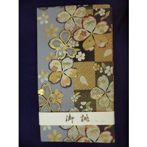 袋帯 じゅらく帝王紫 短冊に春秋百花・吉祥模様 帝王紫 金糸 中古