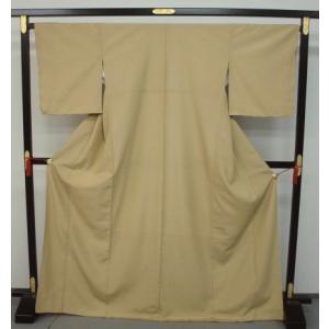 お仕立て上がり　東レシルック着物　袷　江戸小紋　鮫小紋　木蘭色　0402