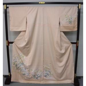 お仕立て上がり東レシルック 袷　付け下げ　910　ピンク　四季草花｜kimono-yuugien