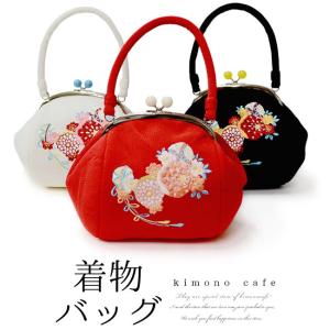振袖用 バッグ 鞠と花柄の刺繍 がま口 ちりめん レトロ