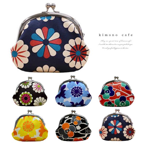 帆布 がまぐち コインケース3.3寸 柄画ワークス×un deux 全6種 桜オレンジ 菊ブラウン ...