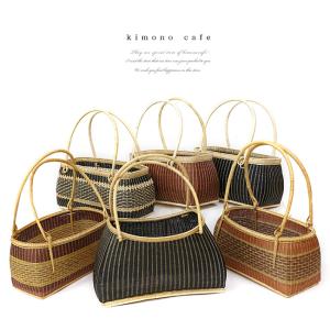 kimono cafe（キモノカフェ） アタ かご バッグ 丸型 持ち手 編みかご