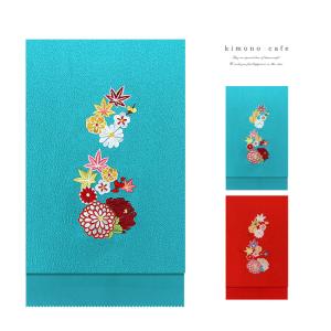 kimono cafe（キモノカフェ） 振袖用帯揚げ 蝶々の刺繍のカラフルな