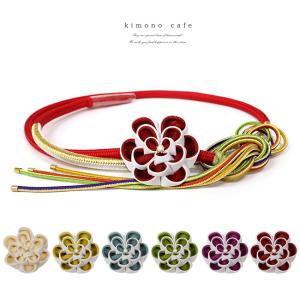 振袖用帯留 手持ちの帯締めに取り付けられる 正絹 大きなつまみ細工の帯留 飾り 振袖用 帯締め用 成人式 赤 青 白 緑 紫 黄｜キモノカフェ