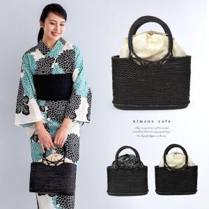 【30％OFF対象品】大人 アタ かご バッグ 丸型 持ち手 編みかご レース 浴衣 巾着 ブラック 夏 籠 大きめ 大人 シンプル 上品  爆買｜キモノカフェ