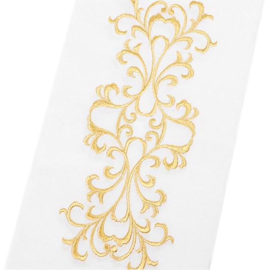 半衿 振袖 成人式 訪問着 刺繍 白地 金糸 礼装用 黒留袖 色留袖 唐草 ちりめん おしゃれ 半衿...