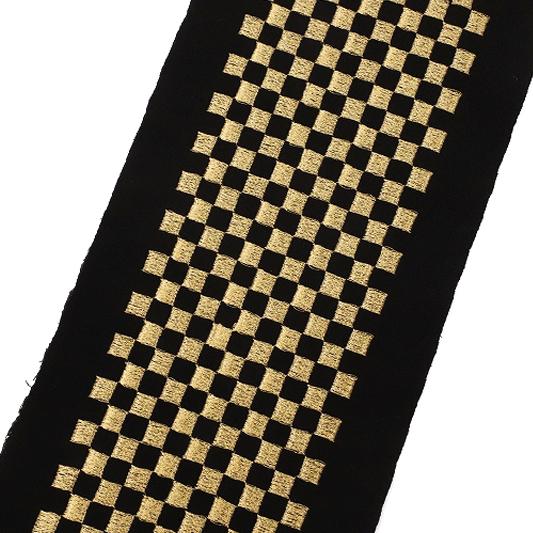 半衿 振袖 成人式 半襟 刺繍 黒 金 市松 金糸 ちりめん おしゃれ 半衿 シルエリー Ｓｉｌｅｌ...