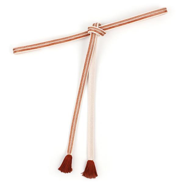 帯締め 井上工房 伊賀組紐 襲色遊び 正絹 撚り房 長尺 丈長 レンガ色 煉瓦色 山吹色 赤茶色 ア...