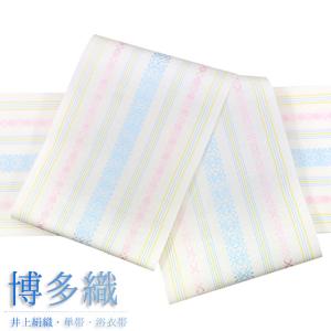 博多織 半巾帯 金証紙 正絹 本場筑前博多織 単衣 半幅帯 白 生成り 三