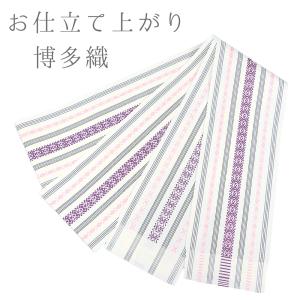 紗夏帯 正絹 涼しい夏帯 女性用 本場筑前 博多織 献上柄 桜 淡オレンジ