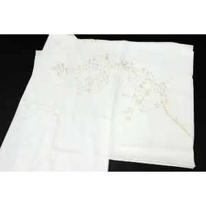 訪問着 手刺繍 総刺繍 正絹 白地 桜 未仕立...の詳細画像4