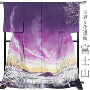 訪問着 着物 富士山 正絹 結婚式 礼装用 世界文化遺産 日本シリーズ 赤