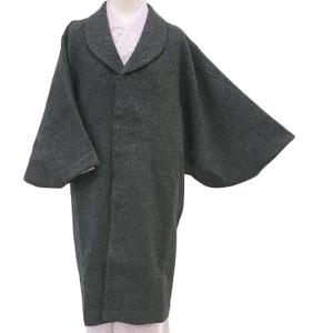 和装コート シャルム加工 カシミア カシミヤ混 チャコールグレー 着物