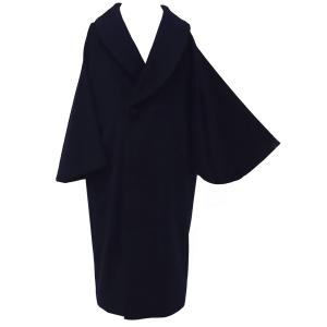 美品・裄長　カシミヤ？　和装コート　値下げしました 和装コート 黒地 ブラック カシミヤ カシミア100% 深喜カシミヤ ロング