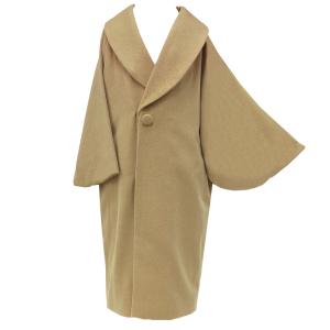 和装コート ウール ブラウン ストライプ 斜縞 ロング Mサイズ へちま