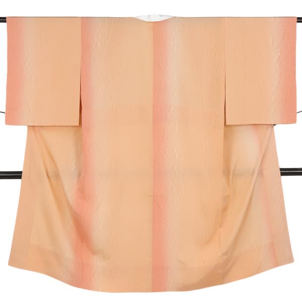 長襦袢 正絹 橙色 ピンク 縞 ぼかし 半衿付き 袖無双 衣敷当て付 着物 仕立て上がり お洒落 カ...