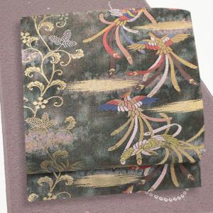 袋帯 未使用 正絹 フォーマル 仕立て上がり 全通 組織 組帯 金通し 紫  