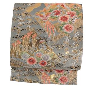 袋帯 未使用 正絹 フォーマル 仕立て上がり 全通 組織 組帯 金通し 紫  