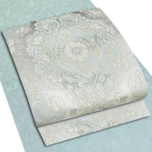 袋帯 唐織 正絹 洛陽織物 西陣織 白地 白 ホワイト 花唐草 花 金糸 未