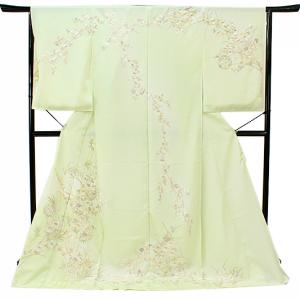 訪問着 手刺繍 総刺繍 正絹 白地 桜 未仕立て 仮絵羽 着物 反物