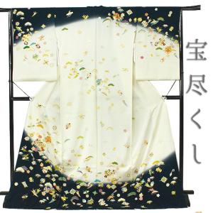 正絹訪問着 未仕立て 仮絵羽 渋青緑地海賦模様 : 京都 きもの京小町