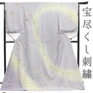 秀美 訪問着 桜 十日町友禅 正絹 カジュアル 未仕立て 薄黄色 クリーム