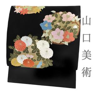 名古屋帯 山口美術織物 西陣織 唐織 白地 金銀糸 花 菊 楓 桜 菊花春秋