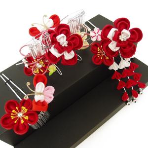 Prices down）髪飾り 蒔絵塗り 前櫛 平打ち簪セット「桜」 成人式 簪