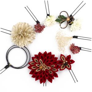 髪飾り 成人式 花髪飾り コーム Uピン 2点セット 「マムとタッセル