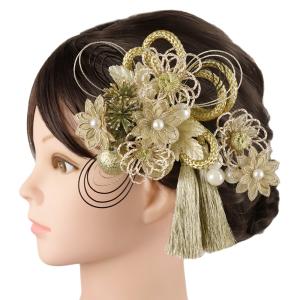 髪飾り 成人式 水引 ゴールド 振袖 袴 花 黒...の商品画像